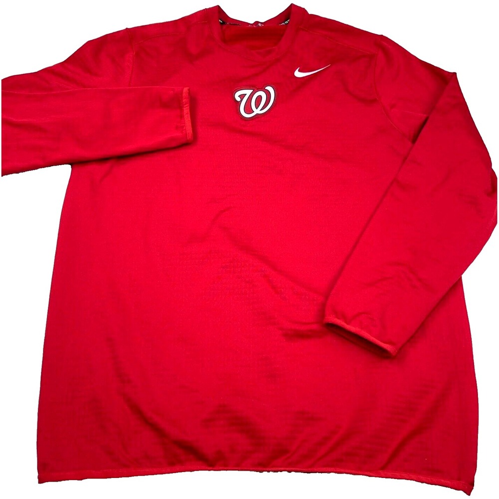 Washington Nationals Sweatshirt Men XL Red Nike Dri Fit Pullover Performance *